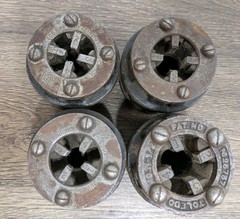Toledo Pipe Threader Die Head Set of 4 &ndash; 1/8&Prime;, 1/4&Prime;, 3/8&Prime;, 1/2&Prime; Vintage Tools