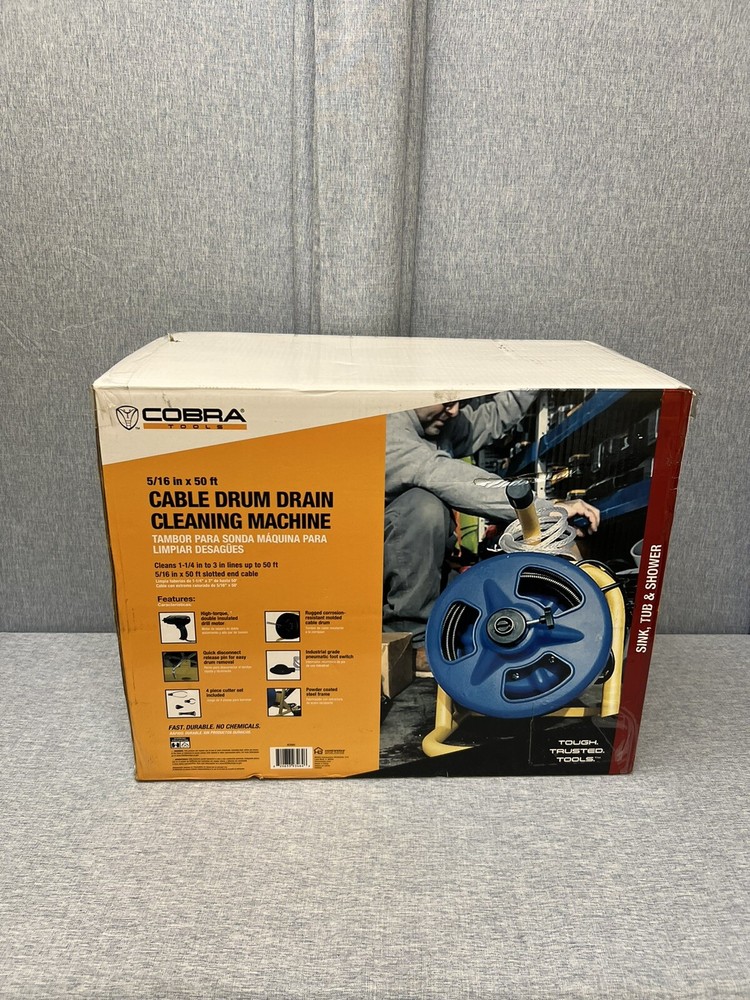 Cobra BC260 5/16in X 50ft Cable Drum Machine Drain Auger Model