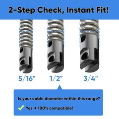 9-Piece Heavy-Duty Drain Auger Set for 5/16&rdquo;-3/4&Prime; Cables, Rust-Resistant, Fits 5