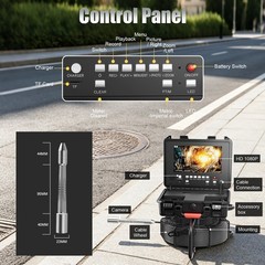 30m Sewer Drain Pipe Inspection Camera w/ 512HZ Locator 9&Prime; Monitor Self-Leveling