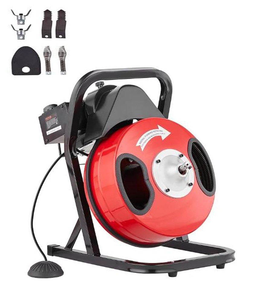 Garvee 50FTx1/2 Inch Drain Cleaner Machine with Wheels, Sewer Snake Drain for&hellip;