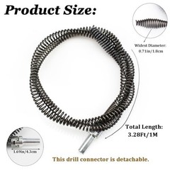 Drain Auger Cable 3.28Ft Clog Remover with Drill Connector 10Mm Flexible Plumbi