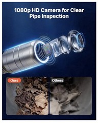 VEVOR Sewer Camera with WiFi 98.4ft/30m IP68 Drain Pipeline Camera 12 LED Lights