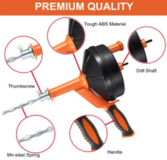 Drain Auger 25Ft, Plumbing Snake with Drill Attachment, Plumbers Snake