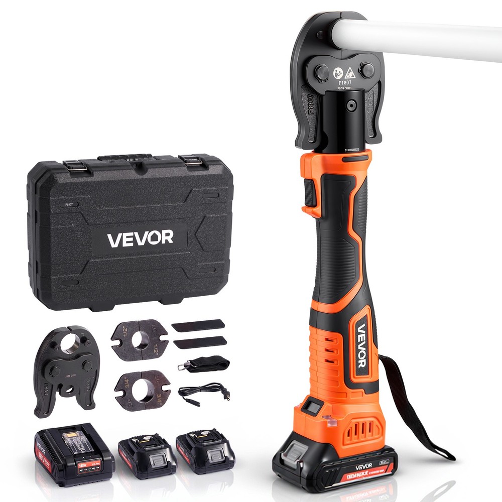 VEVOR 18V Cordless Mini Press Tool Kit for 1/2&Prime; 3/4&Prime; 1&Prime; PEX Pipe Copper Rings