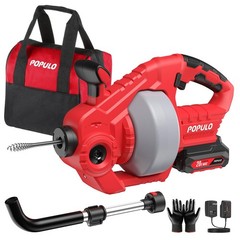 Cordless Drain Snake 25Ft Cable Clog Remover Tool 20V Battery Sink Toilet