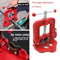 Heavy Duty Cast Iron Forged Hinged Pipe Vice Vise Bench Tube Clamp For 3-12cm