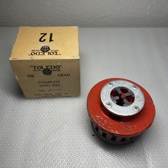 Toledo No 12 Die Head Set With Dies 2&Prime;, 1&Prime;, 3/4, 1/2&Prime;, 3/8&Prime;, 1/4&Prime;, 1/8&Prime; **AS IS*