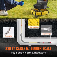 9 Inch 70m/230ft Sewer Camera Drain Pipe Inspection Camera LCD Monitor HD