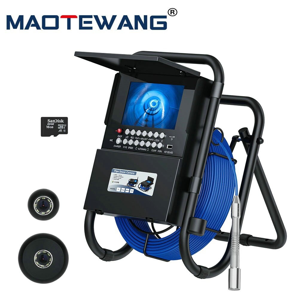 7&rdquo; Pipe Inspection Camera DVR 16GB Counter Sewer Drain Endoscope 40M 17MM Head