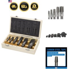6 Piece NPT Pipe Tap, Carbon Steel, DWTPT Series Set, 1/8&Prime;, 1/4&Prime;, 3/8&Prime;, 1/2&Prime;,&hellip;