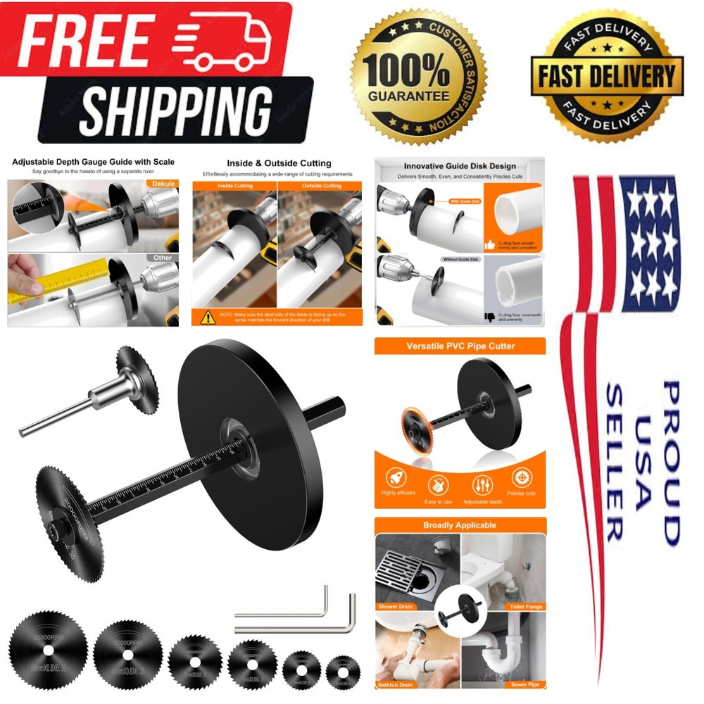 Ergonomic PVC Pipe Inside Cutter with 6 Blades & Measurement Scale &ndash; Matte Black