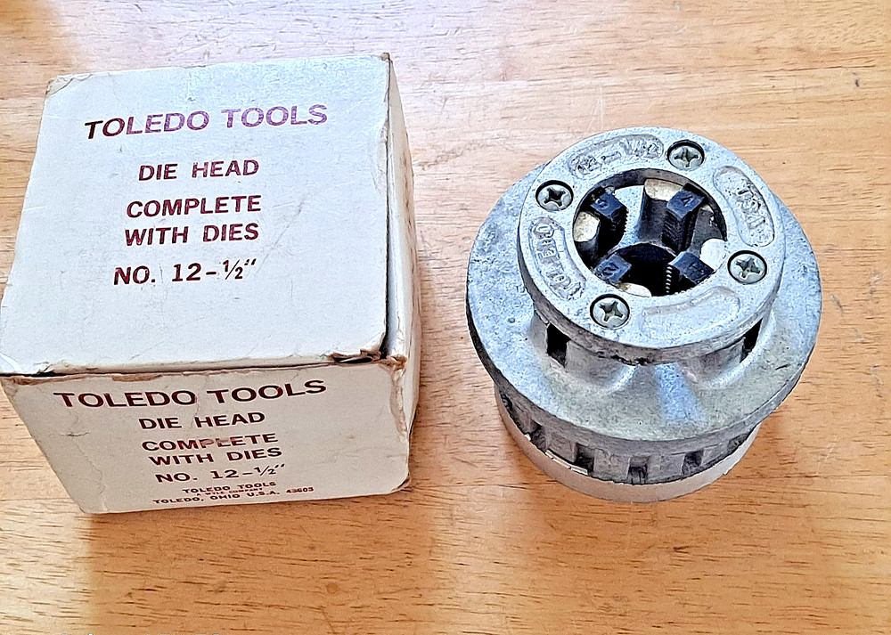 Toledo No. 12 1/2&Prime; Drop Head Pipe Threading Die Head NEW NOS FREE SHIPPING