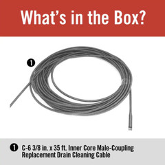 Male-Coupling Replacement Drain Cleaning Cable Lightweight C-6 3/8 In. X 35 Ft.