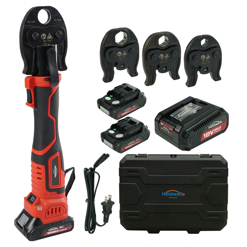 PureFlow Mini Press Tool Kit, 18V Electric Pipe Crimping Tool for 1/2&Prime;, 3/4&Prime;, 1&Prime;