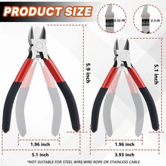 2PCS Heavy Duty Wire Cutters Set, 5 inch & 6 inch Electrical Diagonal Cutting Pl
