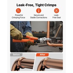 Uimoso Hydraulic Copper Pipe Crimping Tool with 1/2&Prime;, 3/4&Prime;, 1&Prime; Jaws