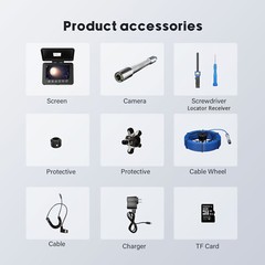 30m Sewer Camera Pipe Inspection Camera with 512hz Locator & Self-leveling 5inch