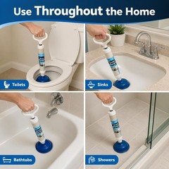 High Pressure Pump Plunger Drain Clog Remover for Toilet Sink Tub Shower