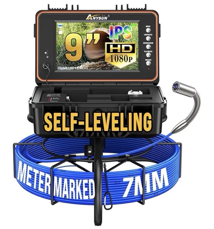 Sewer Camera 9 in IPS Screen 165FT/50M HD Drain Pipe Inspection Camera 32GB