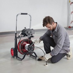Electric Drain Auger: 100ft Solid Core Steel Cable, 2&Prime;-4&Prime; Pipes, Auto Feed