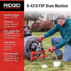 Ridgid 73073 Cordless Drain Cleaning Machine, 139 Lb