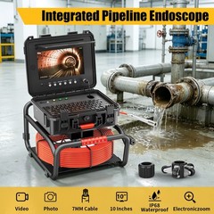 50m Pipe Inspection Camera 512hz Self-leveling Sewer Camera w/ Meter Counter 10&Prime;