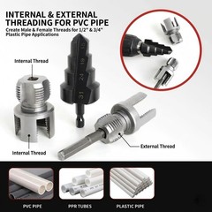 PVC Pipe Threader Kit, Threading Tool for 1/2&Prime; & 3/4&Prime; PVC/PPR Plastic&hellip;