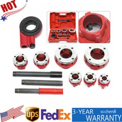 BSPT Pipe Threader 3/8&Prime; to 2&Prime; Dies Set Threading Tool Ratchet with Handle 7 Size