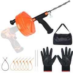 50FT Drain Auger Snake &ndash; Manual/Drill Powered, Heavy Duty Plumbing Tool, Gloves