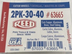 Reed 2PK-30-40 Cutter Wheels for Tubing Cutters for Cu, Al, Steel 2 ct #63665