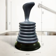 Mini Sink Plunger Clog Remover HeavyDuty Suction Ergonomic Grip 7 Inch Silver