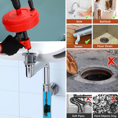 50 FT Drain Snake 11-In-1 Double Mode Drain Auger Tools | for Sink and Drain Unb