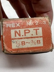 NEW REX #2-3 pipe machine dies NPT HIGH SPEED STEEL: HSS 15A-20A AC 1/2&Prime;B-3/4&Prime;B