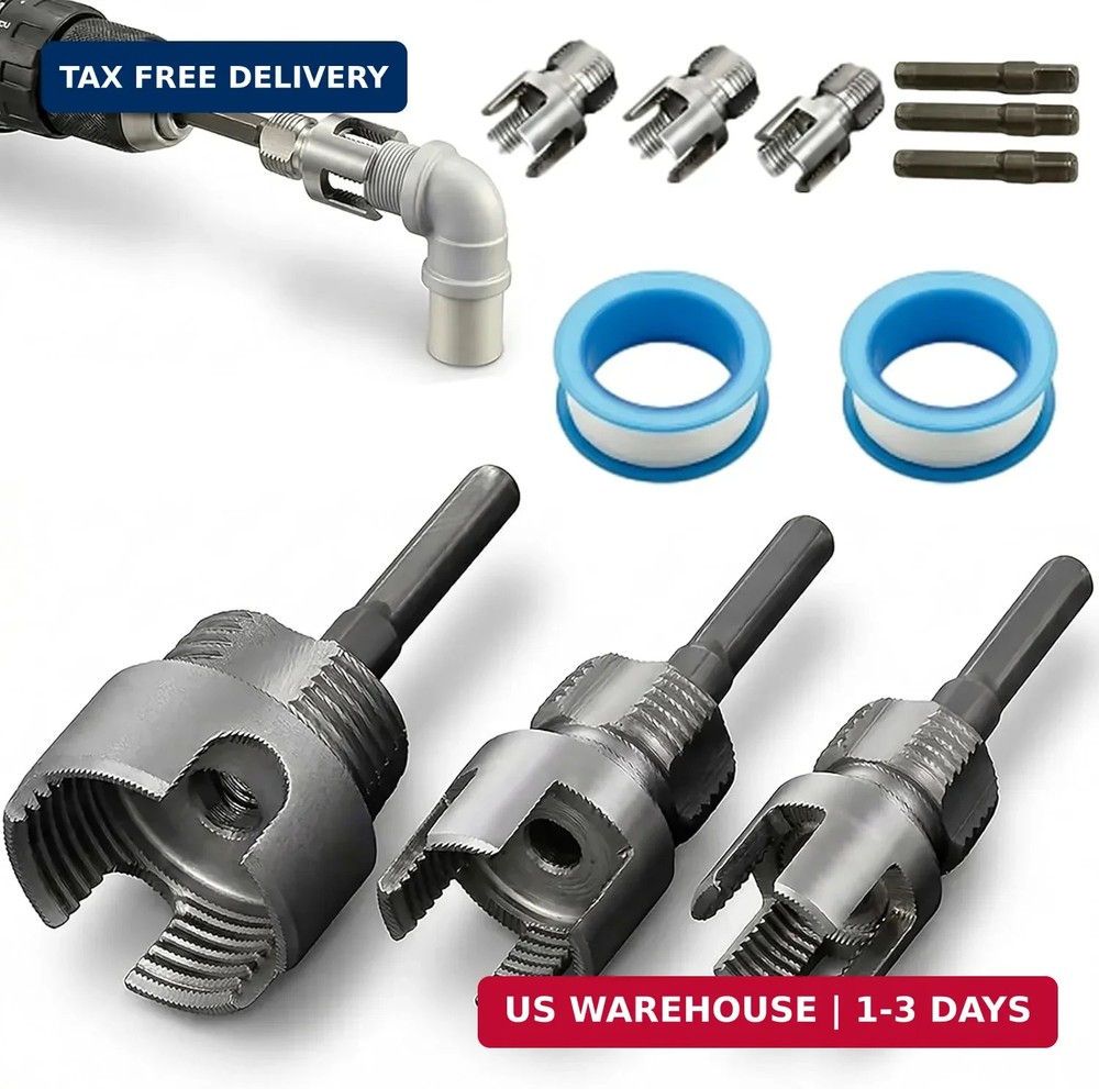 3Pcs Integrated Internal & External Pipe Threading Tool, Dual-Function Pipe