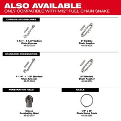 Milwaukee 1-1/4 Inch &ndash; 1-1/2 Inch Carbide Chain Knocker For 1/4 Inch Chain