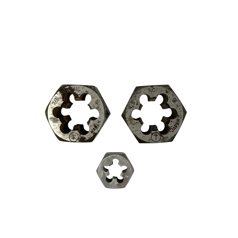 Craftsman 9-52273 1/2 13 and 7/8 NC 9 Left Hand Hexagonal Re-Threading Dies 3Pc