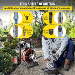 Auto Feed Drain Auger Cleaner Electric 100&prime; x 1/2&Prime; Sewer Snake Cleaning Machine