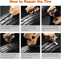 Flat Tire Repair Kit with Plugs, 31~Piece for Car, Motorcycle, ATV, Truck