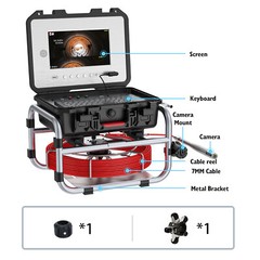 30M Sewer Pipe Inspection Camera Self-Leveling 512HZ Meter Counter 10inch DVR