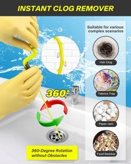 35inch Drain Clog Remover, Cleaner Hair lemon green+cool gray