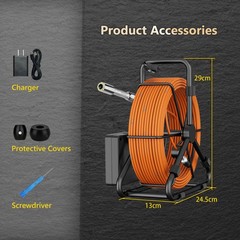 30M Sewer Pipe Inspection Camera, 17mm Drain Sewer Pipeline Industrial Endoscope