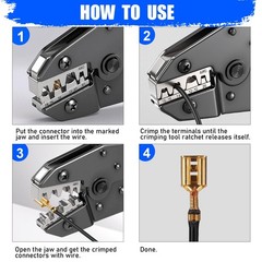 Crimping Tool for Non-Insulated Open Barrel Terminals-AWG 20-10 Ratchet Wire Cri
