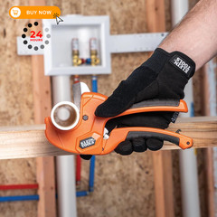 Klein Tools 50063 Ratcheting PVC Pipe Cutter, Cuts 1-1/4-Inch I.D.