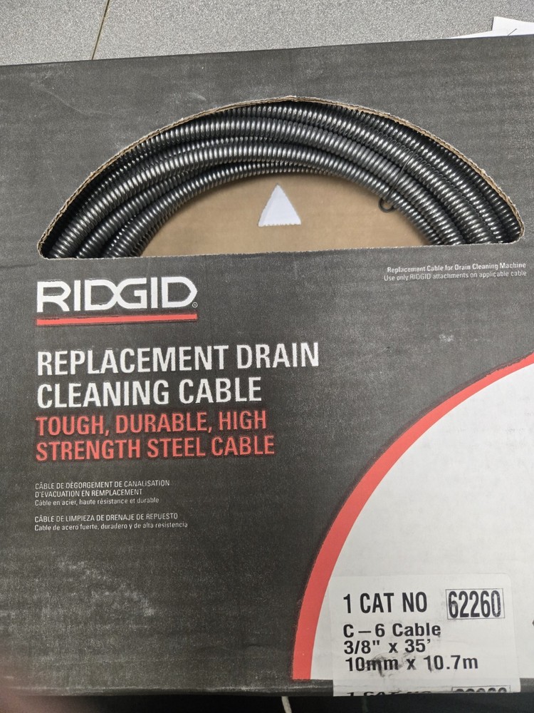 RIDGID C-6 DRAIN CABLE 62260 3/8&Prime;X35&prime; **UNOPENED IN BOX**