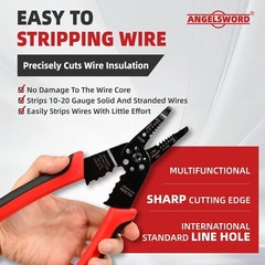 Multi-Function Hand Tool: 8 Inch Wire Stripper, Cable Stripper, Crimping Pliers