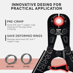 Icrimp Pex Pipe Crimping Tool Kit for 3/8,1/2,3/4,1-Inch Copper Ring with Free G