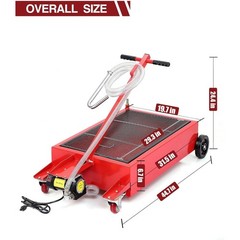 20 Gal Metal Low Profile Oil Drain Pan Red Oil Drain Pan with Electric Pump