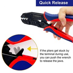 Twippo Crimping Tool for Heat Shrink Connectors, Ratchet Blue and Red