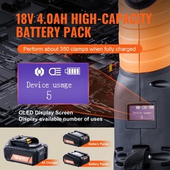 VEVOR Pro Press Tool 18V with 6 Pro Press Jaws 2pcs 4AH Battery Fast Charger
